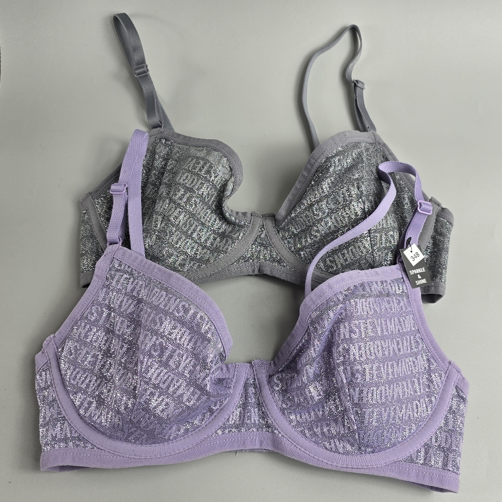 Steve Madden Sparle & Shine Lace Bras with Underwire Support Size 34B